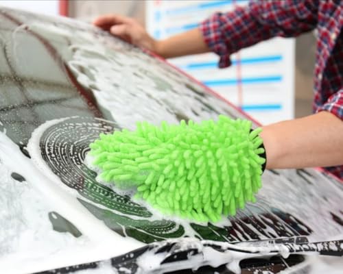 3-Pack Premium Microfiber Car Wash Mitt & Dusting Gloves – Ultra Absorbent, Scratch-Free & Lint-Free Cleaning Mitts for Car, Home, Interior & Household Use. Super Soft Multipurpose Cleaning Set