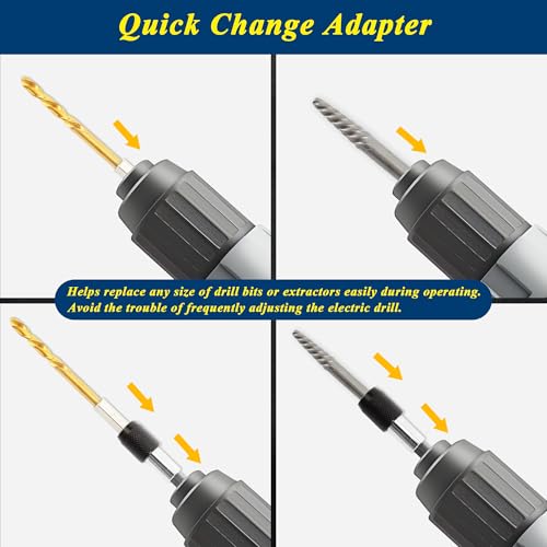 PRIDE&CRAFT 15Pcs Screw Extractor Set, Easy Out Bolt Extractor and HSS Steel Cobalt Left Hand Drill Bit Kit, Stripped Screw Extractor with 1/4'' Adapter for Broken Bolts, Screws and Studs - style: 15-piece