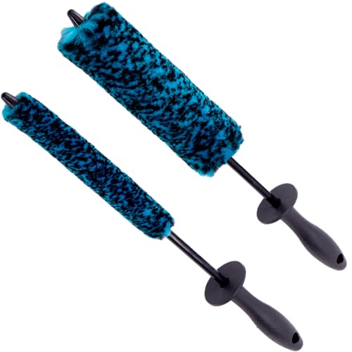 VIKING Wheel Barrel Brush Set, Cleaning Brush for Wheels and Car Detailing Kit, Includes Slim and Regular Diameters, 16 Inch Length, Teal, 2 Pack - style: 2 Pack