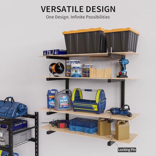 Lumber Storage Rack, Upgrade Cantilever Folding Lumber Rack Wall Mount, Metal 8 Level 32 Inch Plywood Scrap Wood Storage Rack - color: Black - 4 Tier