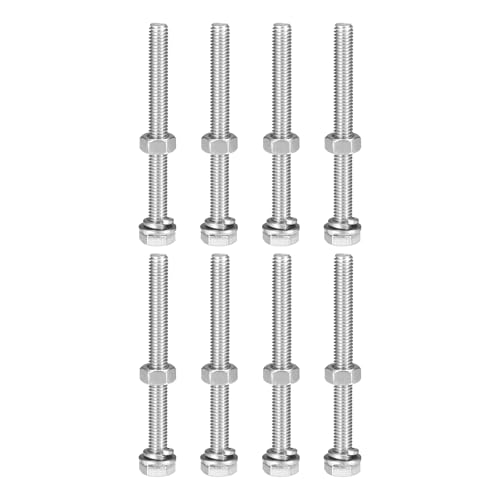 uxcell M6 x 65mm Hex Head Screws Bolts, Nuts, Flat & Lock Washers Kits, 304 Stainless Steel Fully Thread Hexagon Bolts 8 Sets - size: M6 x 65mm