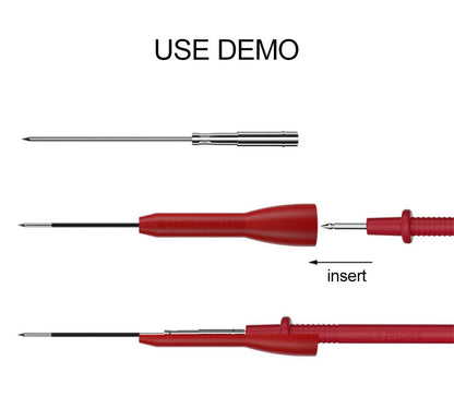 4 Pack 2mm Extended Needle Test Probes, 600V/10A Non-Destructive Insulation Wire Piercing Needle Stainless Steel Extra Thin Electrical Needle multimeter Probe for Fluke Meter Test Lead (Black-Red)