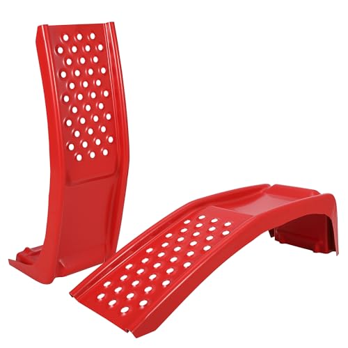GarveeTech Heavy Duty Car Ramps Set 8000 LBS Auto Ramp Solid Steel Ramps, Pack of 2, Max Lift Height 8 inch (Red, Product Size 34.7" L x 11" W x 9" H) - color: Red, size: 34.7" L x 11" W x 9" H