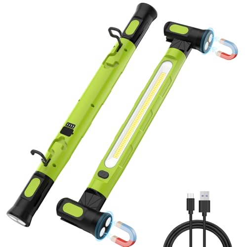 ERAY Magnetic Work Light Bar with Hooks 6000mAh /3000LM for Mechanics | Rechargeable Under Hood Work Light Bar for Men Car Repairing Garage, 3 Modes, 360° Adjustable, IP55 Waterproof - color: Green