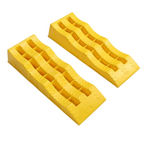 Fabater RV Leveling Ramps, Heavy Duty Molded Plastic Anti Slip Surfaces 3 Level Gradual Increments Vehicle Ramps, Car with 2 Pack for Trailer SUV RV Car on Uneven Ground