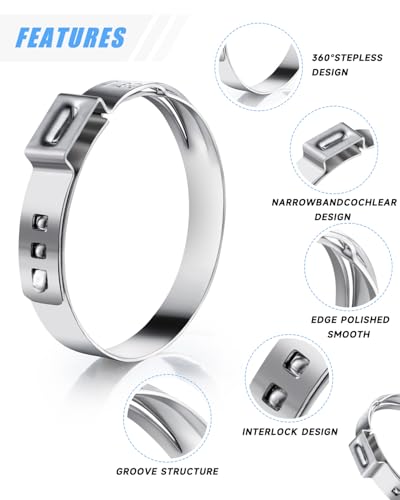 Single Ear Hose Clamp Kit, 210 Pcs, 12 Sizes 6-36.1mm (1/4"-1.4") | 304 Stainless Steel, With Pincer Tool, Fuel Line Clamps, For Automotive, Pneumatic, Garden Hose, Kegerator, PEX, Dishwasher - size: 12 Sizes (6-36.1 mm) with Pincer