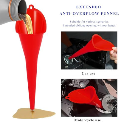 Oil Funnel, Flexible Multi-Function Automotive Oil Funnel, Spill-Proof Plastic Long Neck Engine Funnel Set for Gas Lubricants Water Diesel Fuel Kerosene, Car Accessories (Red) - color: Red, 1 PC
