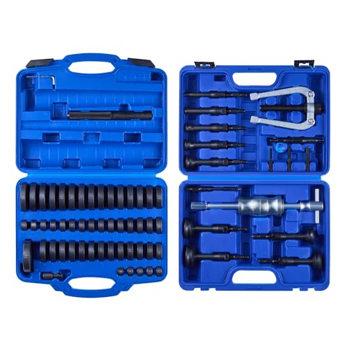 VEVOR 52pcs Custom Bushing Bearing And Seal Driver Set & 16pcs Slide Hammer Puller Set, 2 in 1 Bushing Bearing Driver Press Kit, Heavy Duty Removal Puller Installation Set with 49 Bushings, 10 Collets