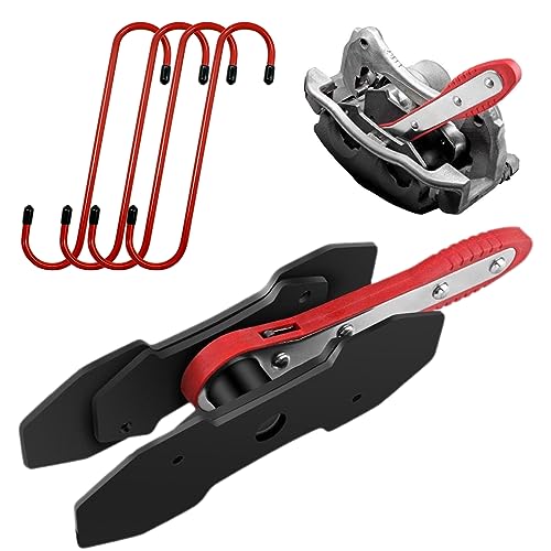 Brake Caliper Compression Tool, 4-in-1 Universal Disc Brake Caliper Tool, 360° Swivel Ratcheting Brake Piston Compressor for Automotive Brake Repair and Installation, with 4 Brake Caliper Hanger Hooks