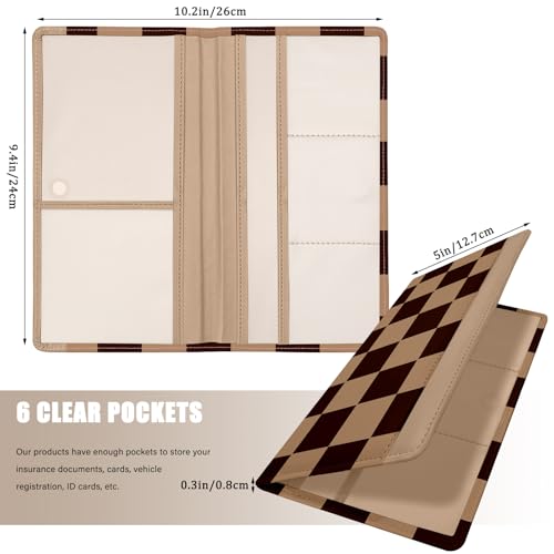 Car Registration and Insurance Holder, with Magnetic Closure for License, Cards and Documents, All Vehicle Needs and Car Accessories (Plaid-Brown) - color: Plaid-Brown