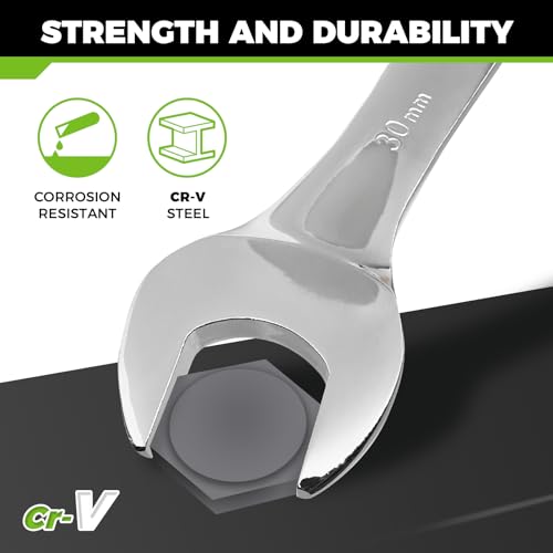 Der Erwachte Large Wrench Set with Rolling Pouch, Metric, 5-Piece, 23mm, 24mm, 26mm, 27mm, 30mm, 12 Point, Chrome Vanadium Steel - size: 5 Piece Metric 23-30mm