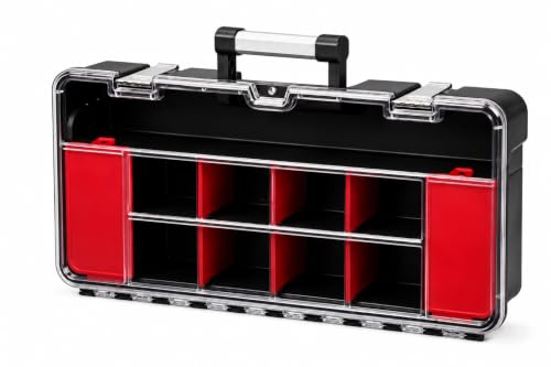 Vertical Parts Organizer Box – Deep Storage Container with 14 Compartments & 6 Removable Dividers – Heavy-Duty Shelf Unit for Hardware, Plumbing, Electrical, or Craft Supplies - color: h. 1pcs Set - Extra Large Organizer