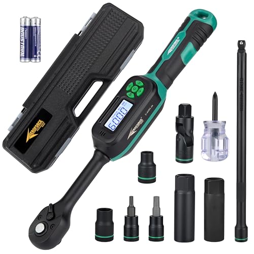 AEROFORCE 9PCS Magnetic Spark Plug Socket Set with a 3/8" Drive Digital Torque Wrench (6.8-135Nm), Includes 12-Point 14mm & 16mm Spark Plug Sockets for cars, motorcycles, lawnmowers - size: 9PCS