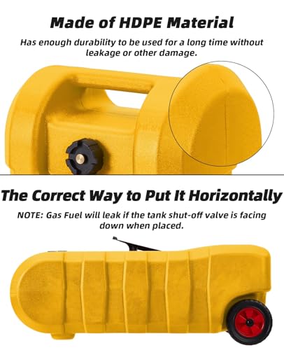 15 Gallon Gas Can, Portable Fuel Tank with Pump, Fuel Transfer Tank, Portable Gasoline Tank On Wheels with Le Fluid Transfer Siphon Pump and 10-Inch Hose for Cars, Boats, Lawnmowers, ATVs - color: Yellow