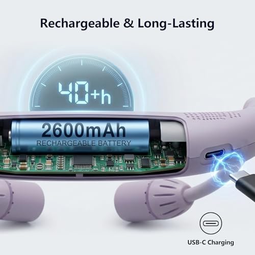 Purple Neck Light, Bluetooth Speaker, 5 Modes, USB-C Rechargeable | Hands-free 2-in-1 neck light and Bluetooth speaker with 90° adjustable beams, 5 modes, 2600mAh USB-C power, and 40+ hours. - color: Purple