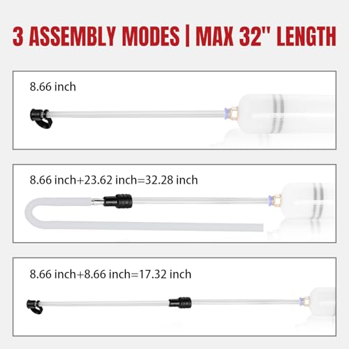 Thorstone 500cc Automotive Fluid Extractor Pump for Easy Oil Change | Manual Oil Change Syringe with 60cm Rubber Hose & 2pcs 22cm PVC Suction Tubes - size: 500cc(60cm hose)