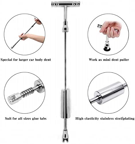 Paintless Dent Repair Puller Kit - Dent Puller Slide Hammer T-Bar Tool with 16pcs Dent Removal Pulling Tabs for Car Auto Body Hail Damage Remover
