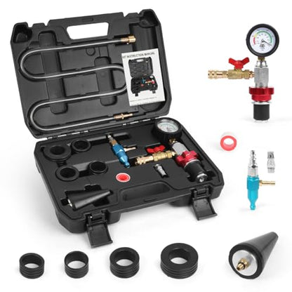 CMTOOL Coolant Vacuum Refill Kit, Universal Vacuum Coolant Fill Kit, Car Cooling System Filler Tool Set with 41.3 Inch Fill Hose, Pressure Gauge, 2 Quick Connect Adapters