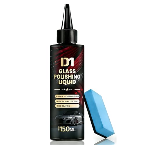 Glass Polishing Liquid with Sponges D1-2026 New No White Residue Formula | Complete Kit with Precision Applicators | Removes Hard Water Stains, Oil Film & Wiper Marks Safely (1 PCS)