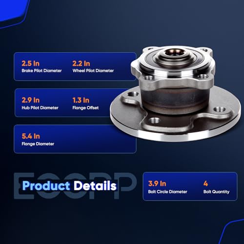 ECCPP 2-Piece 512304 Wheel Hub Bearing for Mini Cooper 2002-2006 | w/ABS Sensor Pre-Greased Sealed - size: 512304*2