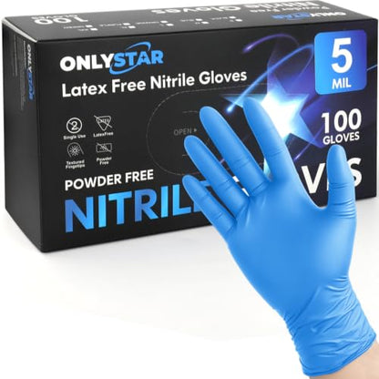 Food Grade Nitrile Gloves Small, 100Pcs, 5 Mil | Latex & Powder Free, Disposable Gloves for Cooking Food Prep, Cleaning, Hair Dye, Salon, Beauty, Crafting, Gardening - color: Blue(100 Pcs), size: Small