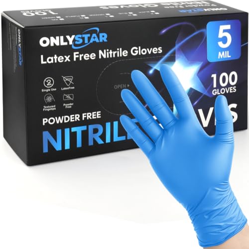 Food Grade Nitrile Gloves Small, 100Pcs, 5 Mil | Latex & Powder Free, Disposable Gloves for Cooking Food Prep, Cleaning, Hair Dye, Salon, Beauty, Crafting, Gardening - color: Blue(100 Pcs), size: Small