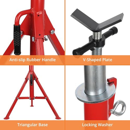 V Head Pipe Jack Stand, 28''-52'' Adjustable Folding Pipe Stand, 2500 Lb Load Capacity, Steel Jack Stands for Automotive, Welding, and Construction Projects - size: 2500 lbs