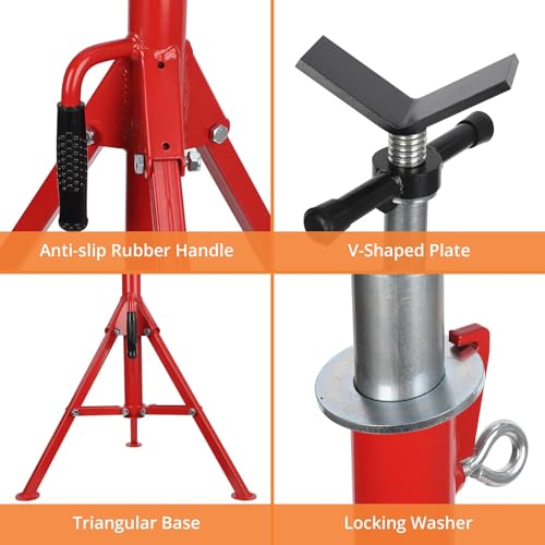 2-Pack Heavy Duty Pipe Jack Stand, 2500 LBS Capacity, 28-52 Inch Adjustable Height - Folding Pipe Stand for 1/8" to 12" Pipe, Carbon Steel Construction，Red - color: Red