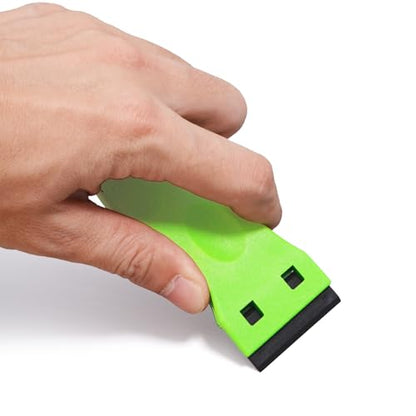 EHDIS 1.5" Plastic Razor Scraper with 10pcs Double Edged Plastic Blades for Removing Labels Stickers Decals on Glass Windows - color: Noen Green