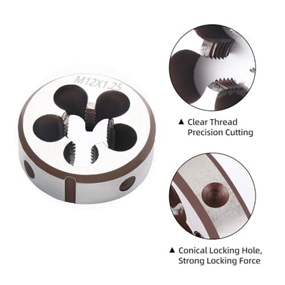 M12 x 1.25 Metric Thread Tap and Die Set, M12 x 1.25mm High-speed Steel Machine Tap Die Set Right Hand - size: M12 x 1.25mm