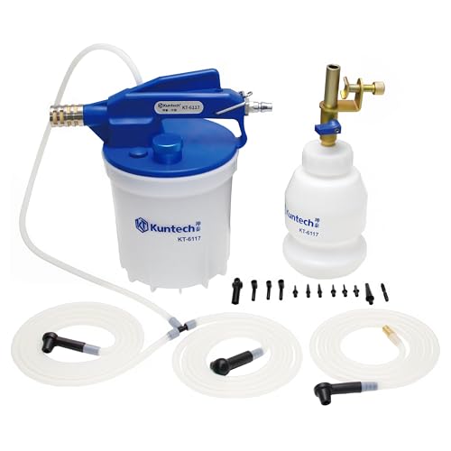 Kuntech Vacuum Brake Bleeder Kit with 2L Brake Fluid Extractor and 1L Refilling Bottle, One Person Pneumatic Vacuum Bleeder Tools, Air Pressure Brake Bleeder Tools for Auto Car Truck