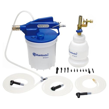 Kuntech Vacuum Brake Bleeder Kit with 2L Brake Fluid Extractor and 1L Refilling Bottle, One Person Pneumatic Vacuum Bleeder Tools, Air Pressure Brake Bleeder Tools for Auto Car Truck