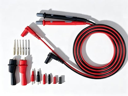 Professional Multimeter Test Leads Kit,Extra-Long Silicone Meter Leads 1000V 20A, High Temperature, Freeze & Tear Resistant for Fluke, Klein,AstroAI, Interchangeable Hard & Soft Probe Tips