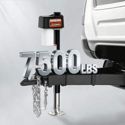 Upgraded 7500LBS Electric Trailer Jack, w/Remote Controls, RV Power A-Frame Tongue Jack with Built-in Spirit Level for Travel Trailer, 10.24"-33.46" IP65 Waterproof, 12V DC Wiring, 5.9 Inch Foot Pad