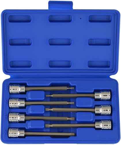 NEIKO 10080A 3/8” Drive Extra Long Torx Star Bit Socket Set | 7 Piece | T10 to T40 | 4-3/8” Length - size: 7 Piece, Extra-Long, style: Torx