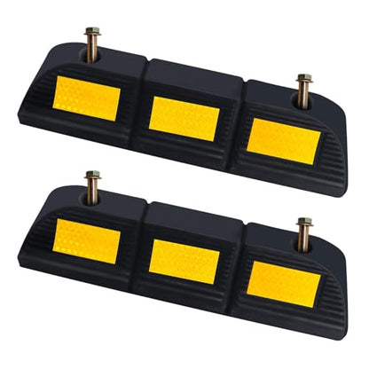 Parking Stopper for Garage Parking Aid 2 Pack Block, Car Truck Curb Floor Parking Lot Wheel Tire Stops Bumpers with Bolt Installation, Rubber Vehicles Aid Gadgets - size: 3.3“H 2pcs