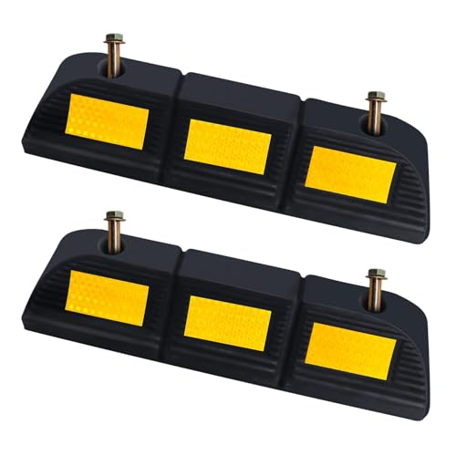 Parking Stopper for Garage Parking Aid 2 Pack Block, Car Truck Curb Floor Parking Lot Wheel Tire Stops Bumpers with Bolt Installation, Rubber Vehicles Aid Gadgets - size: 3.3“H 2pcs