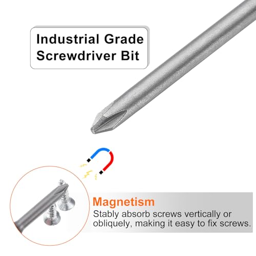 HARFINGTON 5pcs #1 Phillips Screwdriver Bit PH1 1/4" Hex Shank 4" (100mm) Long Magnetic S2 Steel Industrial Grade Screw Driver Bit Cross Head Electric Drill Bits 0.157" (4mm) Rod - size: PH1 x 100mm x 4mm