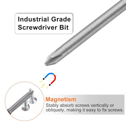 HARFINGTON 5pcs #1 Phillips Screwdriver Bit PH1 1/4" Hex Shank 4" (100mm) Long Magnetic S2 Steel Industrial Grade Screw Driver Bit Cross Head Electric Drill Bits 0.157" (4mm) Rod - size: PH1 x 100mm x 4mm