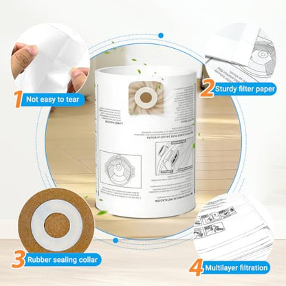 8 Pack CMXZVBE38749 Vacuum Dust Bags Replacement for CRAFTSMAN 16-20 Gallon Wet/Dry Shop Vac Bags: CMXEVBE17595, CMXEVBE17596, Part# 38749 - size: 38749-16 to 20 gallon