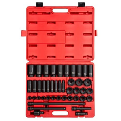 43PC 1/2" DR AE IMP SOCKET SET, Black - size: 43-piece SAE