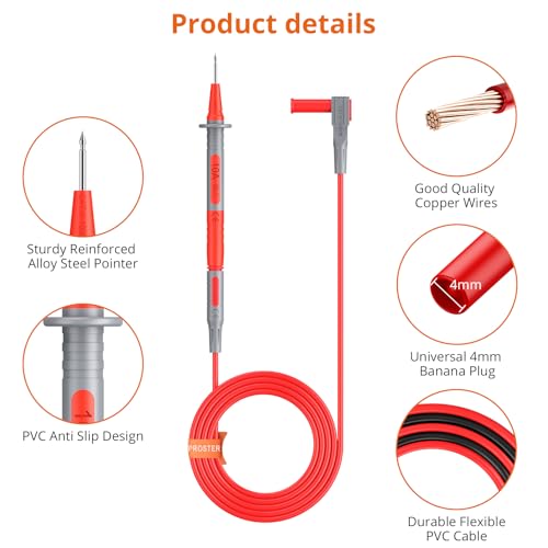 Proster Multimeter Test Leads Kit 26pcs - Multi Testers Replacement Test Leads with Alligator Clips Test Probe Spring Test Hook Test Prods Storage Bag Electric Tester Leads for Multimeter Tester - style: Test Leads 26pcs