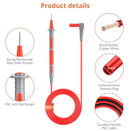 Proster Multimeter Test Leads Kit 26pcs - Multi Testers Replacement Test Leads with Alligator Clips Test Probe Spring Test Hook Test Prods Storage Bag Electric Tester Leads for Multimeter Tester - style: Test Leads 26pcs