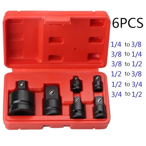1/4" 3/8" 1/2" 3/4" 1" Air Impact Socket Adapter Metric Pneumatic Adaptor Converter Joints Ratchet Impact Wrench (Size : 6pcs) - size: 6pcs