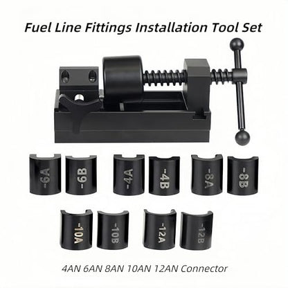 Fuel Line Fittings Installation Tool Set with 4AN 6AN 8AN 10AN 12AN Connector, Auto Hose Pipe Fuel Line Installation/Removal Tool Kit, AN Hose Fitting Connect/Disconnect Tools