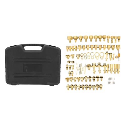 77PCS Automotive AC Leak Detection Kit, Brass Air Conditioning Leak Test Tool Set with Connectors, Portable A/C Leak Tester Repair Kit for Car, Truck and Vehicle AC Systems