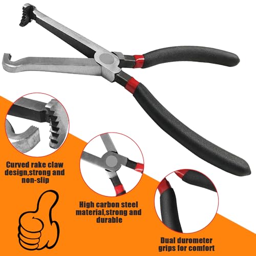 37960 Electrical Disconnect Pliers, 8in Automotive Electrical Connector Disconnect Pliers Long Spark Plug Disassembly Pliers Tools for Push Tab Style Plugs - color: 1*Black straight