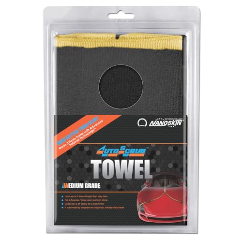 Nanoskin AUTOSCRUB Surface Prep Towel Medium Grade- Patented Clay Bar Replacement Tool to Remove Embedded Contaminants Before Wax & Coating | Safe for Painted Surface, Glass, Plastic, Metal & More 12" x 12" - style: Medium Grade 12" x 12"