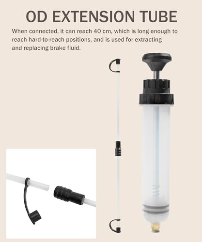 bylikeho Oil Extractor,Fluid Extractor,Car Accessories Auto Syringe Pump Automotive Fluid Syringe Pump Manual Suction Vacuum Fuel for Power Steering Transmission Gear Oil & Brake Fluid Transfers