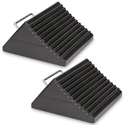 Wheel Chocks for Cars, RVs, Trucks, Trailers, and Vehicles G.V.W. up to 6T, 2 Pack - Anti Slip Bottom Tire Chock for All Weather Use - RV, Travel Trailer, Pop Up Camper Accessory - color: 2 Pack Large w/Handle